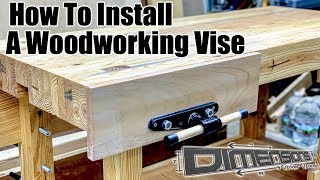 How to install a Woodworking Vise Woodworking Quick Release Vise [upl. by Enairb]