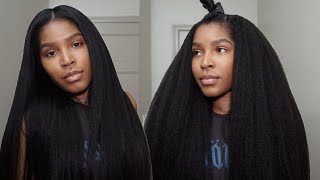 MAKING A WIG  INSTALL STRAIGHTENING SUPER NATURAL KINKY STRAIGHT BUNDLES  ASTERIA HAIR [upl. by Kelleher]