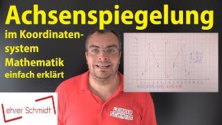 Achsenspiegelung im Koordinatensystem  Geometrie Mathematik  einfach erklärt  Lehrerschmidt [upl. by Animor]