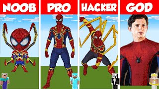 Minecraft TNT SPIDERMAN STATUE HOUSE BUILD CHALLENGE  NOOB vs PRO vs HACKER vs GOD  Animation [upl. by Edithe113]