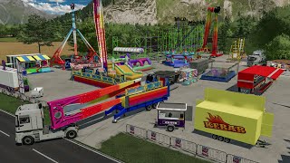 Fête Foraine pleine de manèges attractions fortes et Toboggans  Farming Simulator 22 [upl. by Ebneter]