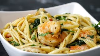 OnePot Lemon Garlic Shrimp Pasta [upl. by Ayikahs]