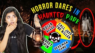 SCARY SPIN THE WHEEL Dares In a HAUNTED PARK 12AM 🙀 something followed me [upl. by Jaquenette735]