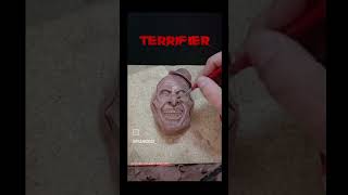 Sculpting Terrifier mask in clayArt the clown scary halloween makeup horrorshorts creepy [upl. by Boelter]