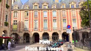 Paris city walks Place des Vosges Paris France 4K [upl. by Lerrad]