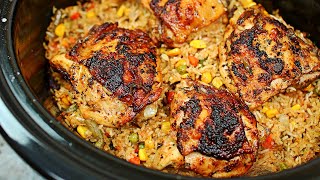 Slow Cooker Chicken and Rice Recipe  How to make Chicken and Rice in the Slow Cooker [upl. by Akoyin]