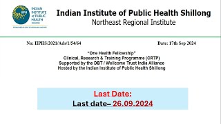 One Health Fellowship Indian Institute of Public Health Shillong [upl. by Marala212]