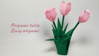 How to Make an Easy Origami Tulip Step by Step  Origami with Josie [upl. by Ardra]