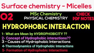 Hydrophobic Interactions  Hydrophobicity  Cause  Thermodynamic  Factors •Msc Chemistry• notes [upl. by Faden]