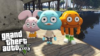 O INCRÍVEL MUNDO DE GUMBALL no GTA V GUMBALL DARWIN E ANAIS Reupload do Vídeo Roubado do HulkBr [upl. by Ycrem]