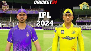 KKR vs CSK IPL 2024 T20  New Squad High Voltage Match  Cricket 24 Gameplay [upl. by Novonod259]