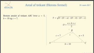 Trigonometri  Areal af trekant med Herons formel [upl. by Yordan]