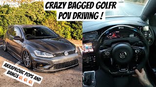 BAGGED GOLF MK75R 400BHP POV DRIVE  WITH AN AKRAPROVIC EXHAUST AND OVERRUN [upl. by Arva]