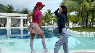 Wet pink Polo tshirt • wet skirt • wet jeans • wet sneakers • Wetlook video double 🌸 [upl. by Adnarom]