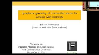 Lecture 01  Symplectic geometry of Teichmueller spaces for surfaces with boundary [upl. by Niwroc740]