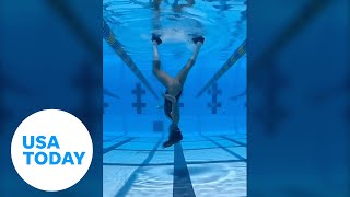 Dancer from Miami Florida does moonwalk dance underwater  USA TODAY [upl. by Tavey]