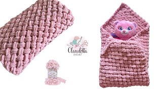 How to Make a Baby Blanket with Loop Yarn – NO HOOKS Easy Method [upl. by Evilc]