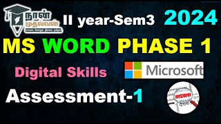 WORD PHASE1 BEGINNER Assignment1  SEM3 2024 DIGITAL SKILLS 💯✅👍answersdotcomnaanmudhalvan [upl. by Aerdnna]