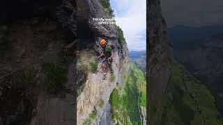 A mind blowing experience🤯 I dare you 📍via ferrata Mürren Switzerland switzerland hiking [upl. by Ecnarrat465]