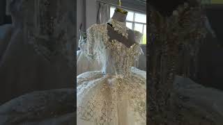 Sweetheart short sleeves crystal ball gown wedding dress [upl. by Corrianne]