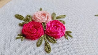 Simple and Beautiful tiny flowers🌹 Stem Stitch Rose🥀🌿 [upl. by Alix]