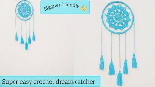 super easy crochet dream catcherbiggner friendly dream catcher tutorial [upl. by Theurich719]