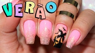 Unhas Decoradas Para O Verão  Coqueiro  Unhas da Lalá [upl. by Doroteya]