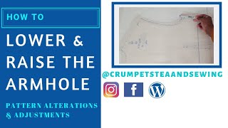 How to Lower and Raise the Armhole  Sewing Adjustments amp Alterations [upl. by Rebekkah]