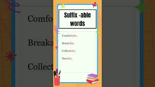 Suffixes  Suffix quotablequot words  The Study Corner  shorts english suffix [upl. by Wilen]