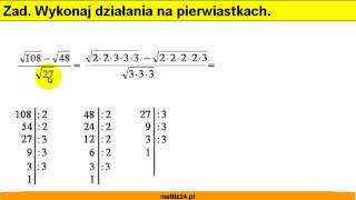 Wykonaj działania na pierwiastkach  Zwróć uwagę na mianownik  MatFiz24pl [upl. by Robbert]