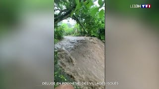 Des villages isolés après de fortes pluies en Polynésie [upl. by Pirnot]