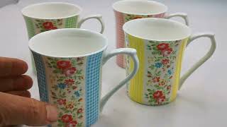 Cath Kidston by queens Kitchen set of 4 Mugs [upl. by Barthelemy95]