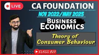 Utility amp Marginal Utility Analyis CA Foundation  CA Foundation Business Economics  Class  27 [upl. by Nivalc]