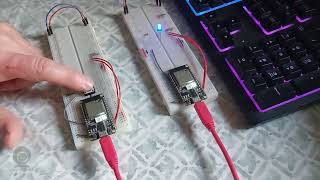 ESPNow light up an LED with press button via peer to peer [upl. by Eignav392]