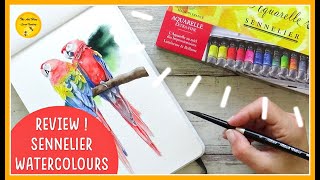 REVIEW SENNELIER WATERCOLOUR paints and Parrot painting demonstration  SKETCHBOOK ART 2020 [upl. by Huntlee]