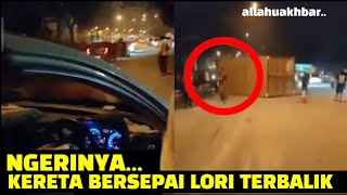 VIDEO KERETA MYVI MERCEDES LORI SEKALIGUS TERBABAS DI RAWANG [upl. by Nyladgam163]