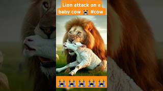 Lion attack on a baby cow 😭 cow lion animals animalbattle motherslove [upl. by Erdrich805]