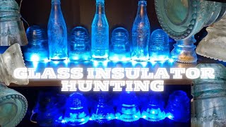 glass insulator hunting old bottles LED light display shelf [upl. by Bedelia]