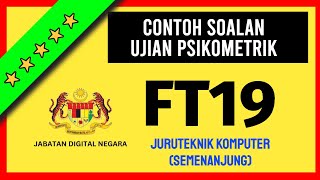 Contoh Soalan Ujian Psikometrik Juruteknik Komputer FT19 SEMENANJUNG Jabatan Digital Negara  MAMPU [upl. by Fairfield]