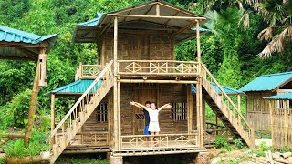 FULL BUILD Vietnamese Couple Build Bamboo 2Story House Off Grid  60 Days Build Finished [upl. by Annawaj627]