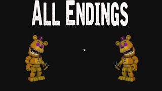 FNAF World All Endings  TRUTHFOURTH GLITCHDROWNINGUNIVERSECHIPPERS REVENGECLOCK [upl. by Chute]