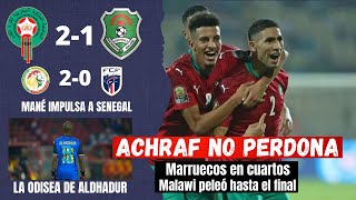 MARRUECOS EN CUARTOS ACHRAF UN GOLAZO MALAWI SE FUE CON HONOR TRIUNFO DE SENEGAL COPA AFRICA [upl. by Ehrman]