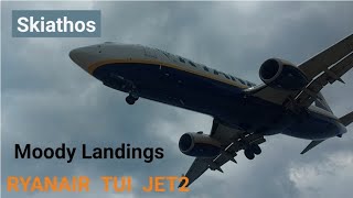 Skiathos Airport Plane Spotting Low Moody Arrivals [upl. by Dihahs]