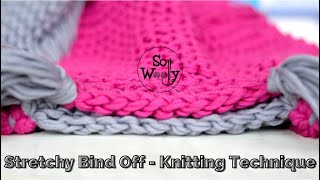 How to do a Stretchy Bind Off  A Knitting Technique great for Garter stitch projects  So Woolly [upl. by Annayk]