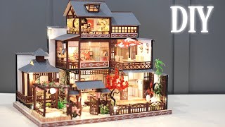 DIY Miniature Dollhouse Kit  Elegant Spring Garden  Jappanese Villa  Relaxing Satisfying Video [upl. by Gasparo]