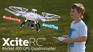 XciteRC Rocket 400 GPS Quadrocopter  Unboxing amp Erstflug [upl. by Avenej288]