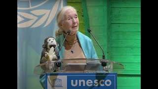 Dr Jane Goodall gives quotA Speech for Historyquot at UNESCO [upl. by Aisatan]