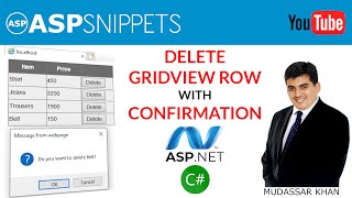 Delete Row with Confirmation in ASPNet GridView control using C [upl. by Etnom]