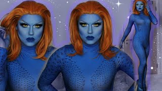 Mystique  Xmen  Drag cosplay Makeup Transformation  Tutorial Halloween 2020 [upl. by Eneleahcim824]