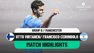 Otto Virtanen v Francisco Cerundolo  Finland v Argentina Davis Cup 2024 Finals Group Stage [upl. by Immas]